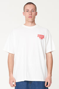 Huffer x Kaitaia Fire - MENS BLOCK TEE - ON FIRE (CHALK)